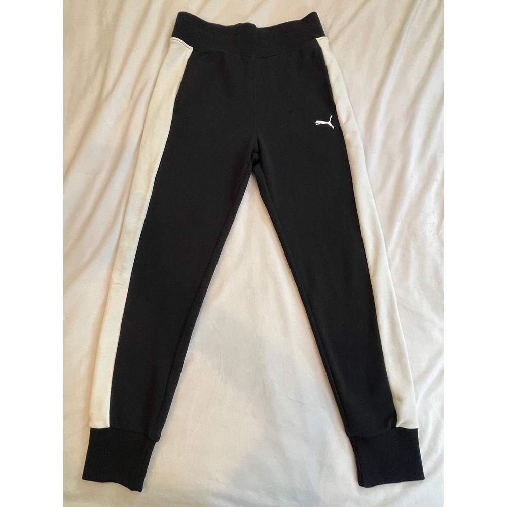 Puma T7 Track Pants Black White Side Stripe Joggers Style 575931-01 Mens S